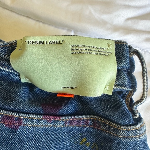 Like new Off-White Slim Low Crotch Vintage Paint Indigo Straight Denim Sz 32 - Picture 5 of 7
